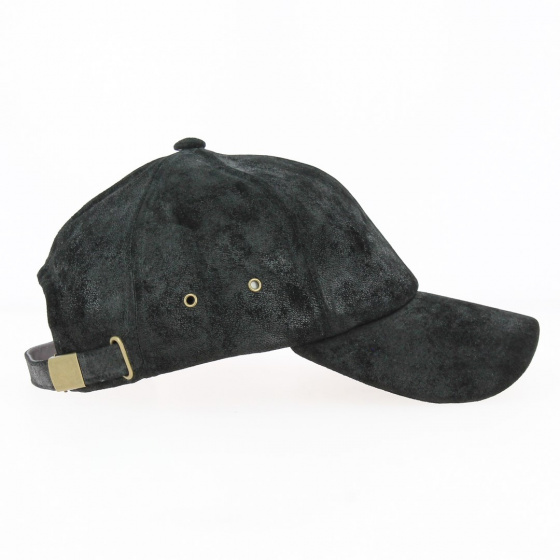 Prato Leather Baseball Cap Black - Traclet