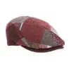 Daffy Wool Patchwork Bordeaux Flat Cap - Traclet