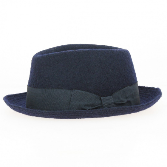 Chapeau Trilby / Porkpie Laine Marine - Traclet