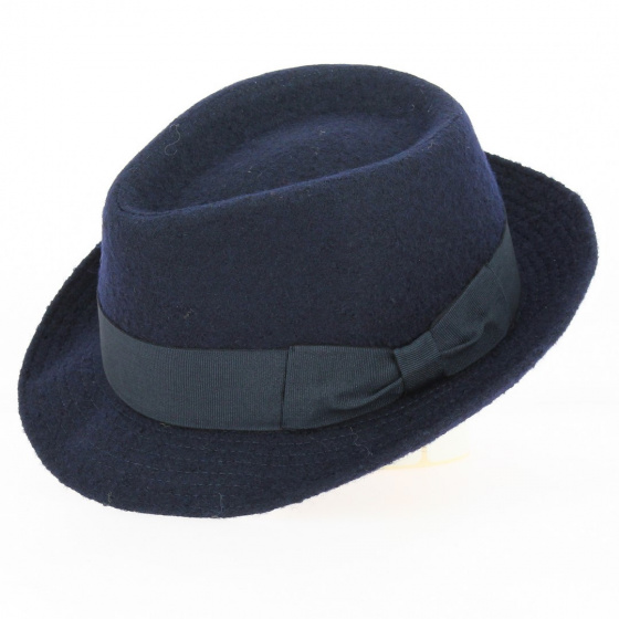 Trilby / Porkpie Hat Navy Wool - Traclet