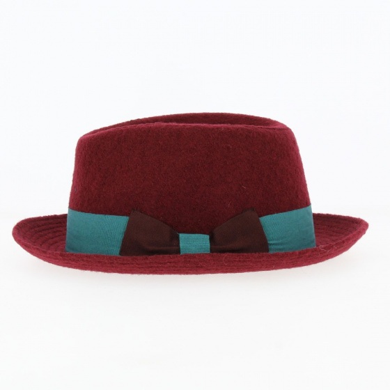 Chapeau Trilby / Porkpie Laine bordeaux - Traclet