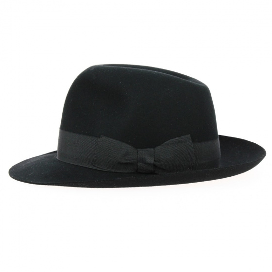 Chapeau Fedora "Open Crow" Feutre Laine Noir - Traclet Chapeau Fedora "Open Crow" Feutre Laine Noir - Traclet