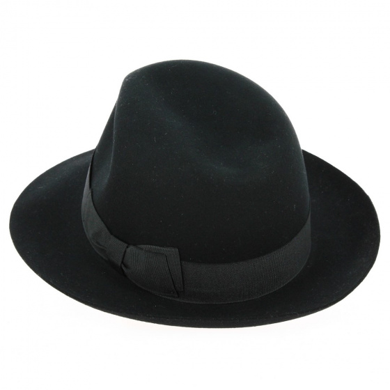 Chapeau Fedora "Open Crow" Feutre Laine Noir - Traclet Chapeau Fedora "Open Crow" Feutre Laine Noir - Traclet