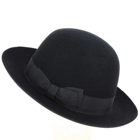 Chapeau Fedora "Open Crow" Feutre Laine Noir - Traclet Chapeau Fedora "Open Crow" Feutre Laine Noir - Traclet