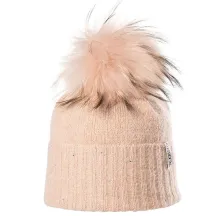 Betty Wool Pale Pink Fur Pompon Beanie - Kristo