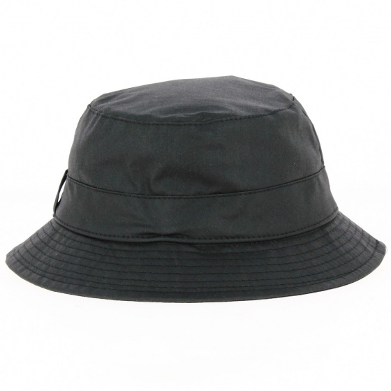 Novara Black Waxed Cotton Bucket Hat - Traclet