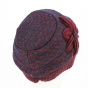 Wool hat with Bordeaux flower - Traclet