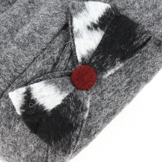Bonnet toque Laine Gris avec nœud - Traclet Bonnet toque Laine Gris avec nœud - Traclet