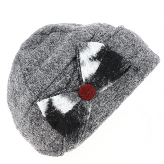 Grey woolen hat with bow - Traclet