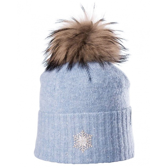 Betty Sky Blue Fur Pompon Beanie - Kristo