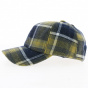 Baseball Strapback Cap Blue Wool Check - Traclet