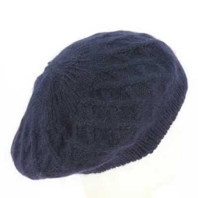 Béret Tricoté Angora Marine - Traclet
