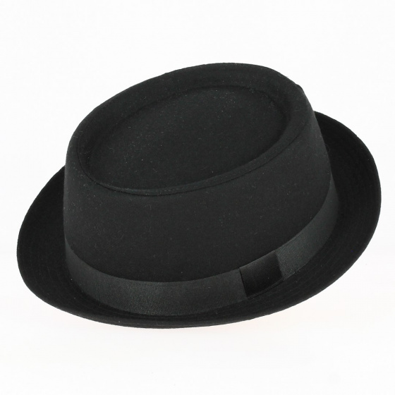 Chapeau Porkpie Noir en Laine - Traclet Chapeau Porkpie Noir en Laine - Traclet
