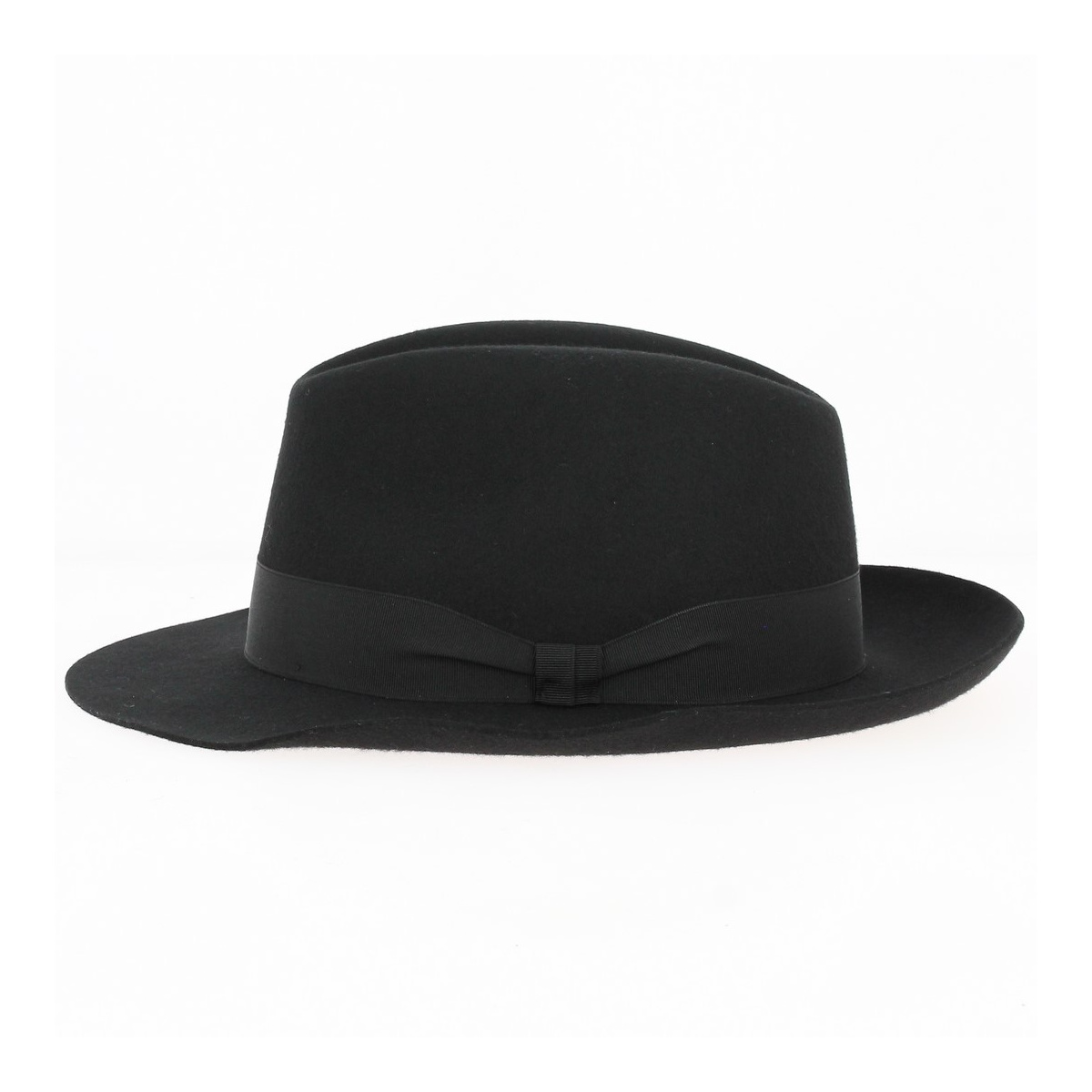 Chapeau Fedora Noir En Feutre De Laine - Bande Blanche, Large Bord 30,5 Cm - Style Classique Intemporel