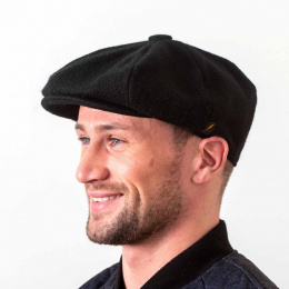 Irish Gatsby Barco Cap Black Wool - Hatman