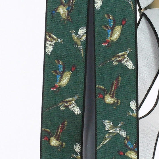 Green Pheasant Motif Hunting Suspenders - Traclet