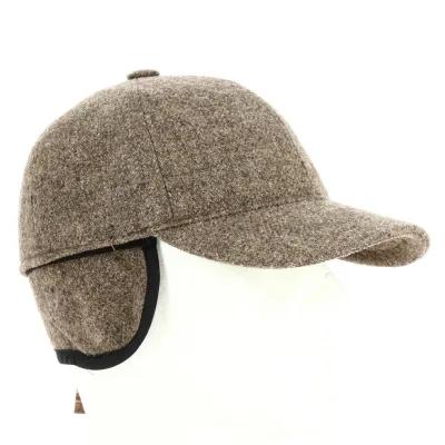 Casquette baseball Cache-oreilles Laine Taupe - Traclet