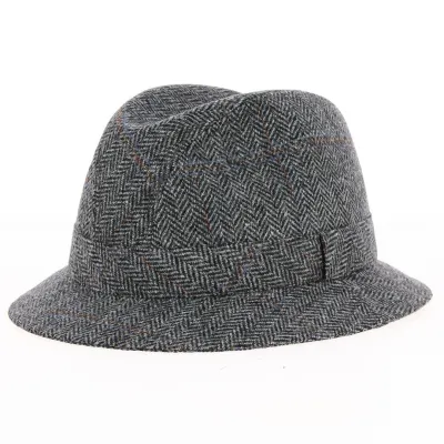 Chapeau Tissu Tweed Chevrons Gris et Blanc - Traclet