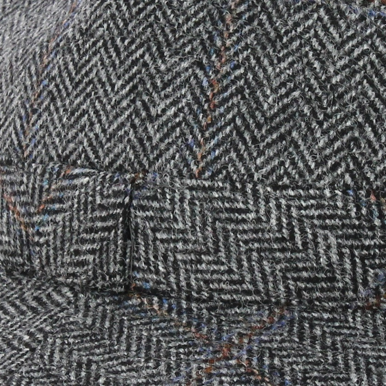 Grey and White Chevron Tweed Fabric Hat - Traclet
