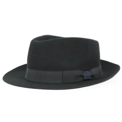 Chapeau Fedora Andrea Feutre Laine Imperméable Noir - Traclet