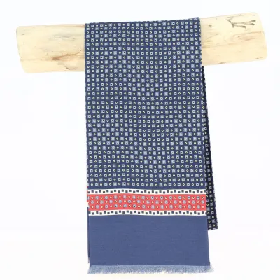 Foulard en soie Nono bleu marine et rouge - Traclet