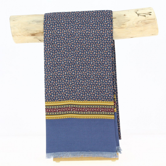 Blue and yellow silk scarf - Traclet