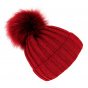 Perla Red Pompon Hat - Traclet