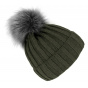 Perla Olive Pom Pom Beanie - Traclet