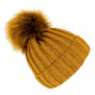 Perla Camel Pompon Hat - Traclet