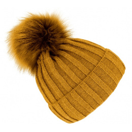 Perla Camel Pompon Hat - Traclet
