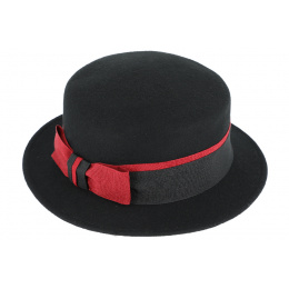 Black wool felt straw hat - Fiebig