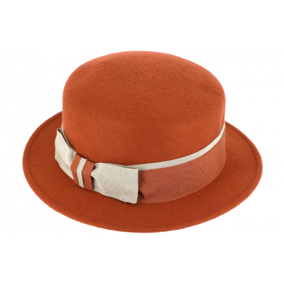 Boater Hat Wool Felt Rust - Fiebig