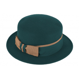 Turquoise wool felt straw hat - Fiebig