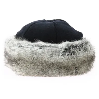 Toque Marmotte polaire noir & fausse fourrure grise - Traclet