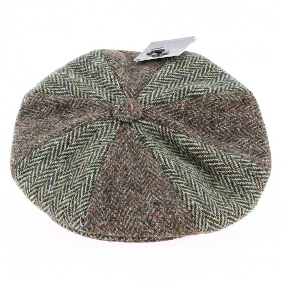 Irish Flat Cap Gatsby Wool Chevron Brown and Green - Hatman Irish Flat Cap Gatsby Wool Chevron Brown and Green - Hatman