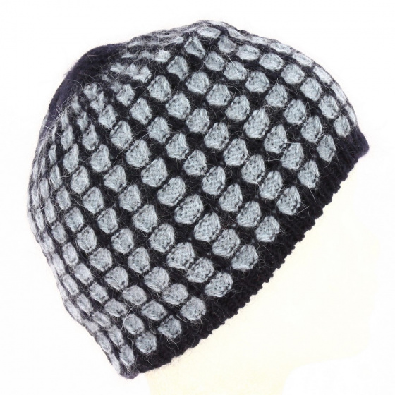 Bicolor Bee Beanie Angora Navy - Traclet