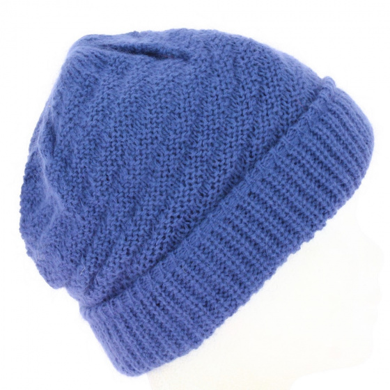 Angora Beanie Point Mousse Blue - Traclet