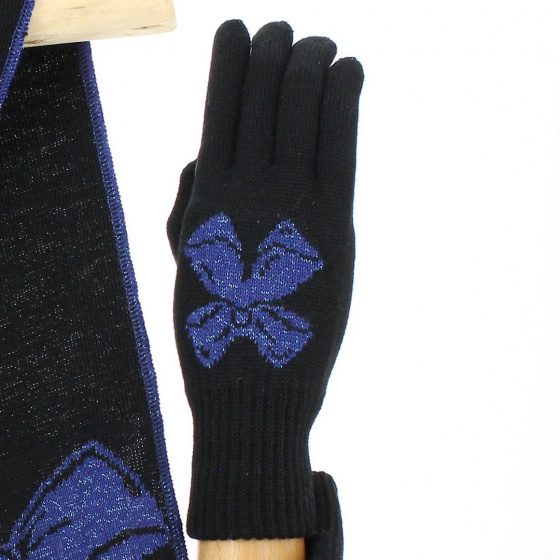 Ensemble Echarpe et Gants Nœud Laine bleu - Traclet Ensemble Echarpe et Gants Nœud Laine bleu - Traclet