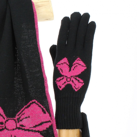 Ensemble Echarpe et Gants Nœud Laine rose - Traclet Ensemble Echarpe et Gants Nœud Laine rose - Traclet