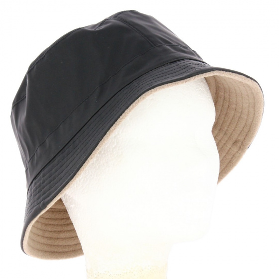 Bob Imitation Cuir Noir Doublure polaire colorée taupe - Traclet Bob Imitation Cuir Noir Doublure polaire colorée taupe - Traclet
