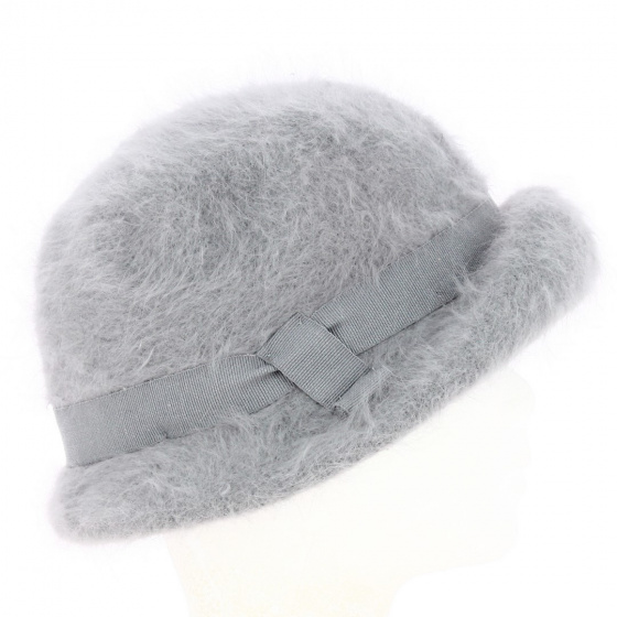 Grey Angora Cloche Hat - Traclet