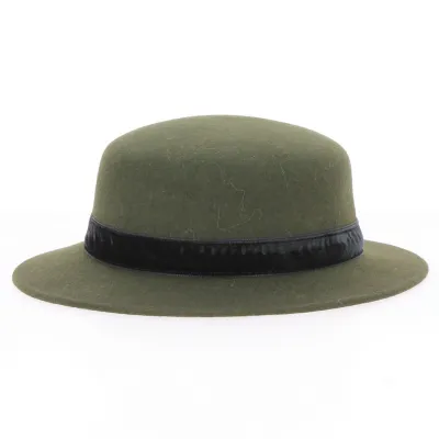 Children's Wool Felt Canotier Army Green - Traclet