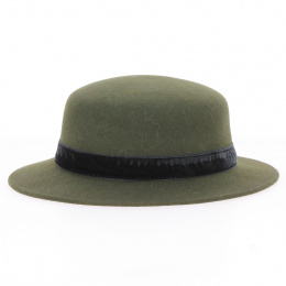 Children's Wool Felt Canotier Army Green - Traclet