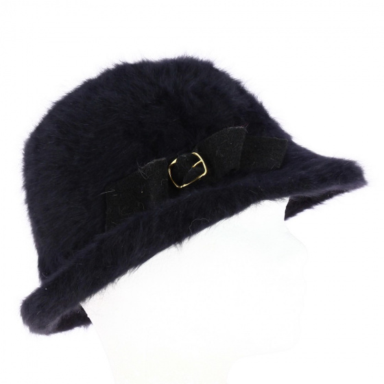 Black Angora Trilby Hat - Traclet