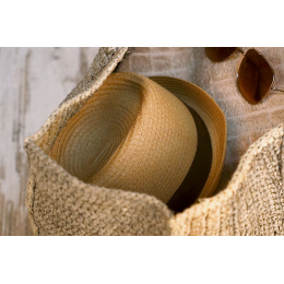 Camel Racou Straw Pork Pie Hat - Traclet