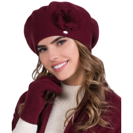 Women's Clara Wool Beret Burgundy - Traclet