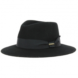 Fedora Chester Black Wool Felt Hat - Traclet