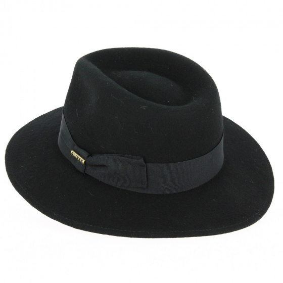 Fedora Chester Black Wool Felt Hat - Traclet