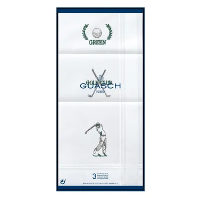 3 X Mouchoirs Coton Blancs Golf  - Traclet réf 17609