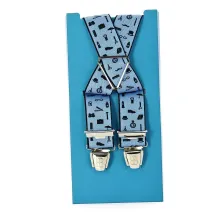 Bretelles Fantaisie Bleu Ciel Motifs Noir - Traclet